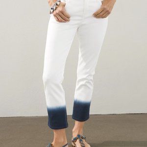 NWT Chico's So Slimming Girlfriend Navy Dip Dye Crops Pants
